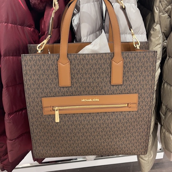 MICHAEL KORS KENLY LARGE NS GRAPHIC LOGO TOTE SATCHEL SHOULDER BAGMK SIGNATURE - Picture 6 of 16